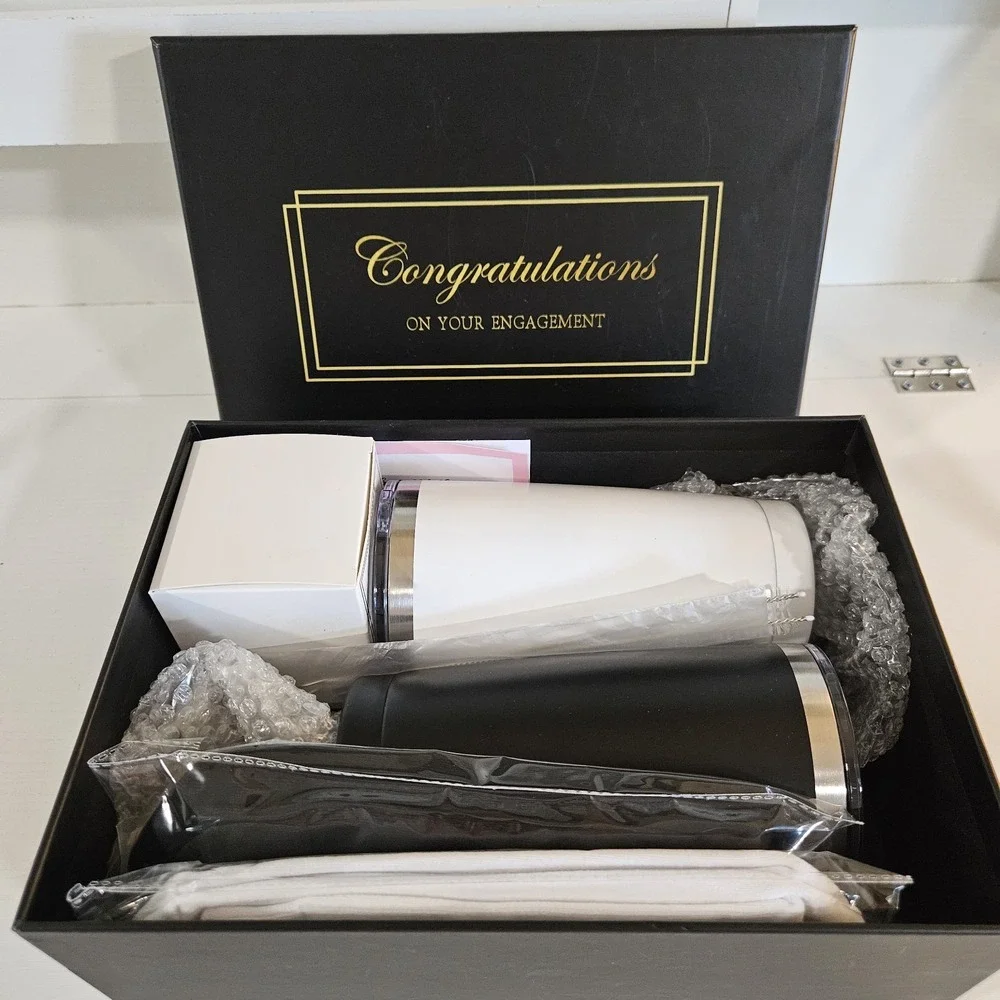 Congratulations On Your Engagement Gift Box Set Tumblers Wifey Hubby Socks...
